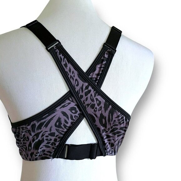Adore Me 40B Sports Bra Purple Black Animal Print Ariza Contour Medium Impact - Picture 7 of 8